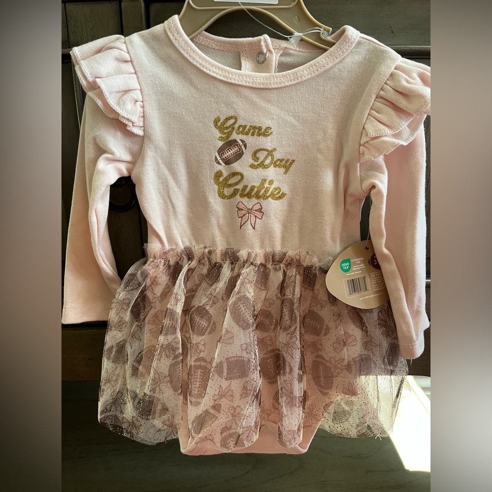 Football Game Day Cutie Pink Baby onesie with Tutu